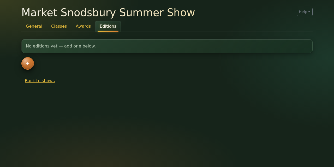 The show's Editions tab, with no editions yet
